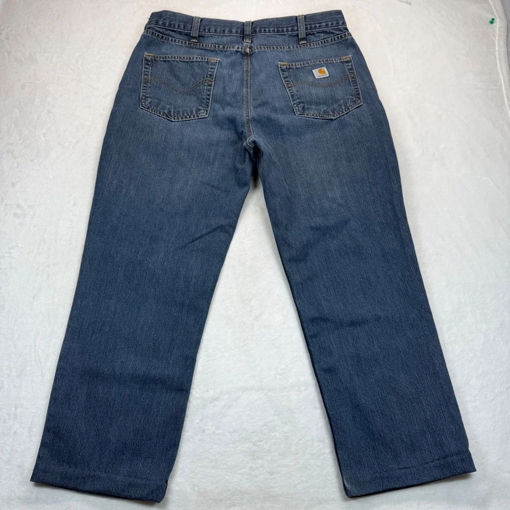 Carhartt Relaxed Fit Jeans Mens Denim‎ Blue Work Pants Size 38x27 Hemmed